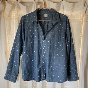 J Crew Polka Dot Chambray Shirt